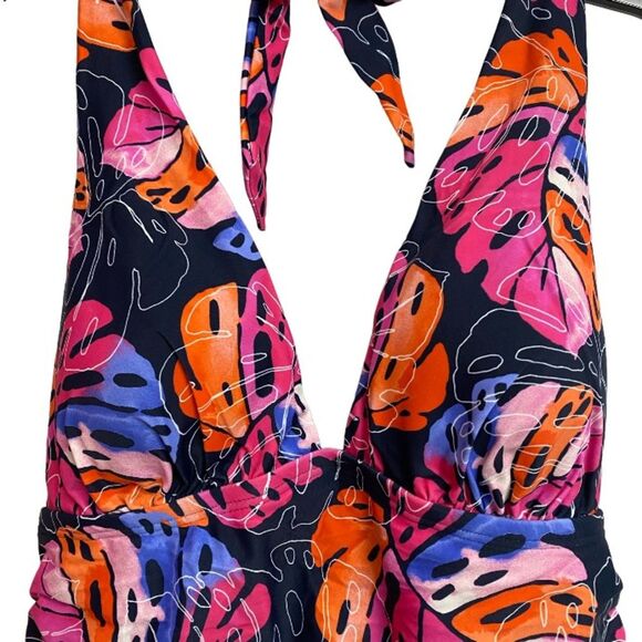 NWT Tommy Hilfiger Monstera Leaf Halter Tankini Top Size XL Multicolor Swim Top - Picture 7 of 12
